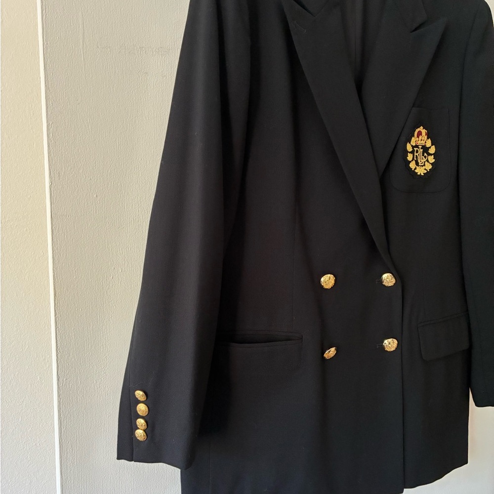 Classic Ralph Lauren Black Blazer with Gold Accents